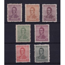 ARGENTINA 1920 GJ 493/9 SERIE COMPLETA DE ESTAMPILLAS NUEVAS CON GOMA LOS 2 VALORES ALTOS CON DOBLES U$ 19,40